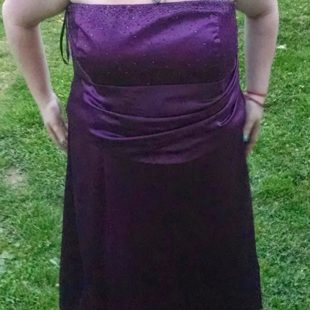 Purple Satin Bari Jay Formal Dress 24W prom bride